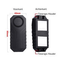 - Fietsalarm met Bevestigingsset- Fietsalarm met afstandsbediening - Fietsslot met Alarm - 113DB - IP65 - Fietsalarm voor E Bike - Bike Alarm - Fiets Alarm - Deuralarm - Alarmsysteem - Alarmsystemen - Raambeveiliging - Raamslot